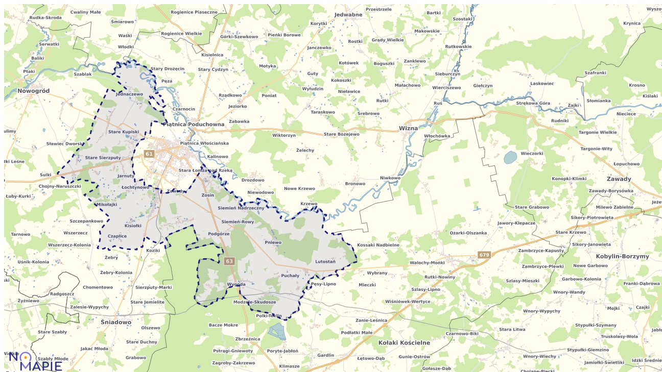 Mapa obszarów ochrony przyrody Łomży